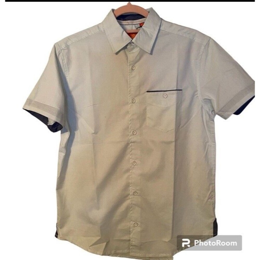 Free Planet Endless Summer Mens S aqua Button Up Shirt Short Sleeve surfing